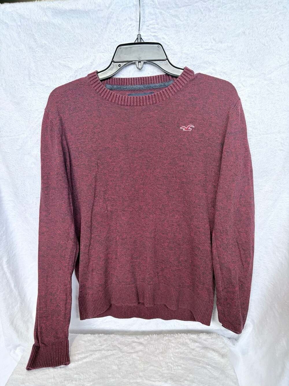 Hollister Crew Neck Sweater Size S Burgundy Heathered Long Sleeve Pullover